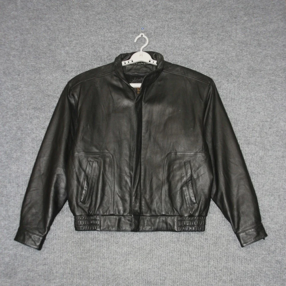 Vintage Reed Sportswear Leather Bomber‎ Jacket Mens 42 Black Thinsulate Lining